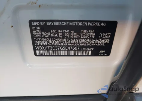 2016 BMW X1 xDrive28I из США, поврежденный, VIN WBXHT3C37G5E47607